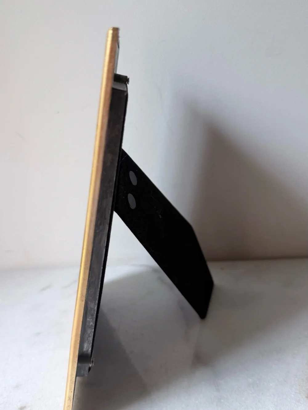 White metal decorative picture frame with gold accents